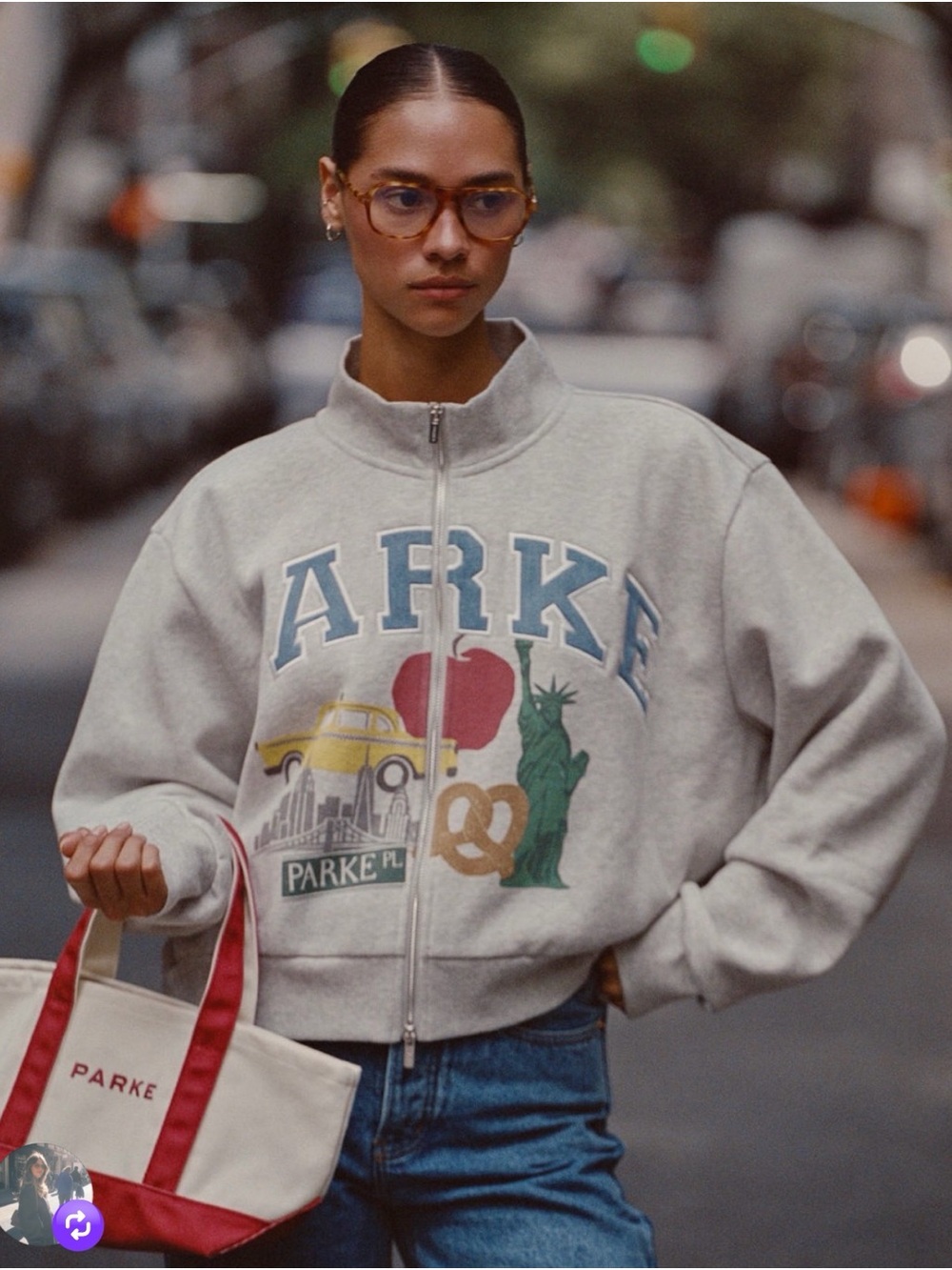 PARKE NYC Exclusive Zip Up New York City Logo Mock Neck Size L/XL